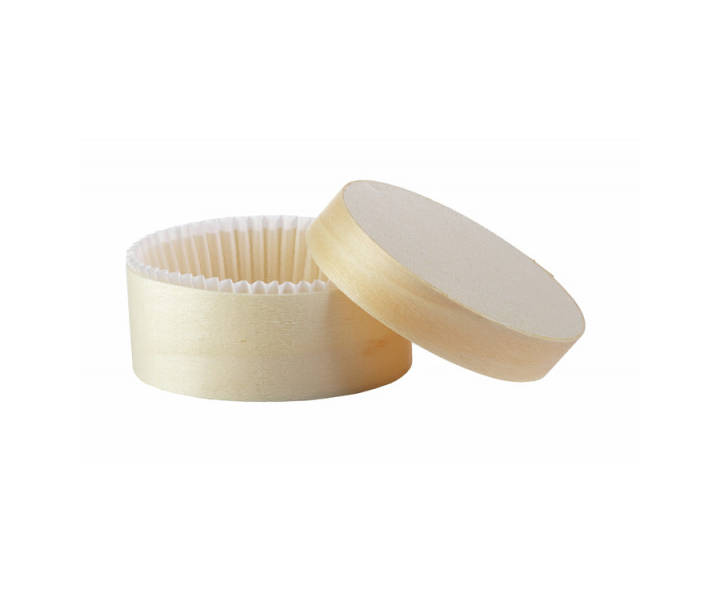 Holzbox rund XL 1000ml, Ø 163mm, H60mm + PET Baking Cup + Deckel 25 Stück