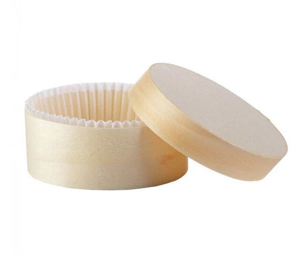 Holzbox rund L 45cl, Ø 118mm, H50mm + PET Baking Cup + Deckel 50 Stück