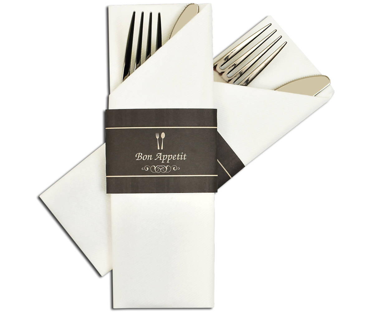 NAPKIN Sleeve "Bon Appetit" schwarz, 320 Stück