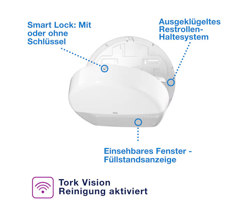 Tork Spender Mini Jumbo Toilettenpapier Weiß T2 – 555000, 1 Stück