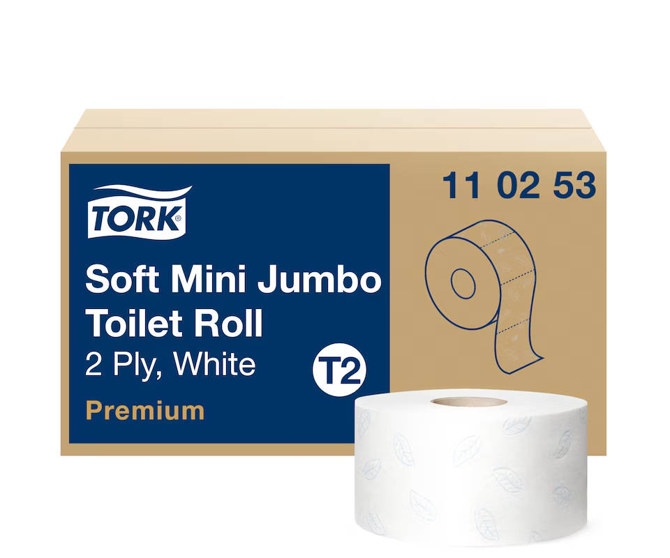 Tork Mini Jumbo Toilettenpapier Weiß T2 Premium 2-lagig – 110253 - 12 Rl/VE