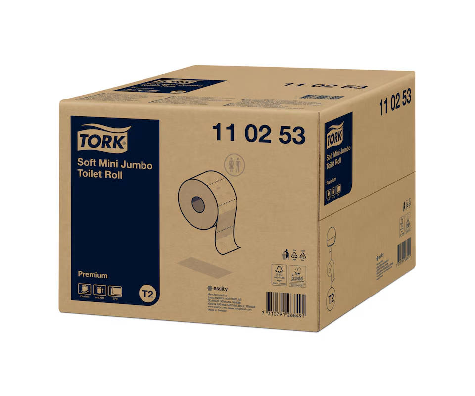 Tork Mini Jumbo Toilettenpapier Weiß T2 Premium 2-lagig – 110253 - 12 Rl/VE
