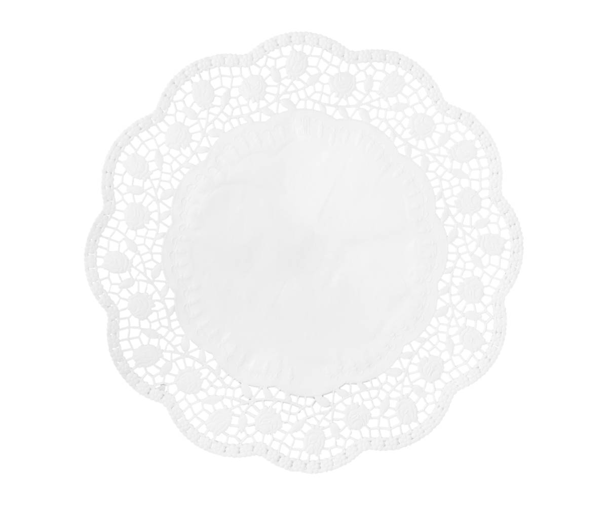 Tortenspitzen rund weiß 42cm, 100 Sück
