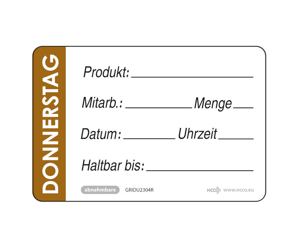 Date-It Label "Donnerstag" ablösbar 50x75mm, 500 Stück