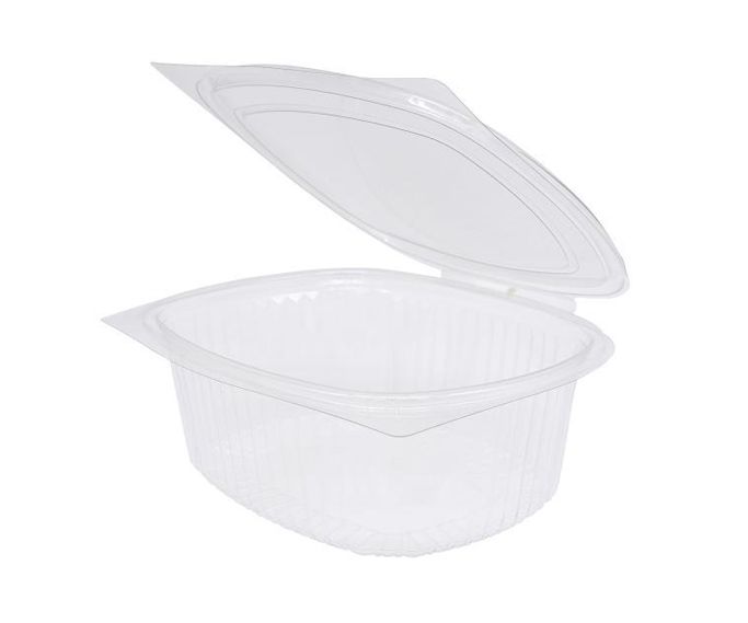 Ovale Klappschale OVALY mit anhängendem Deckel 750ml, 6x50Stk.