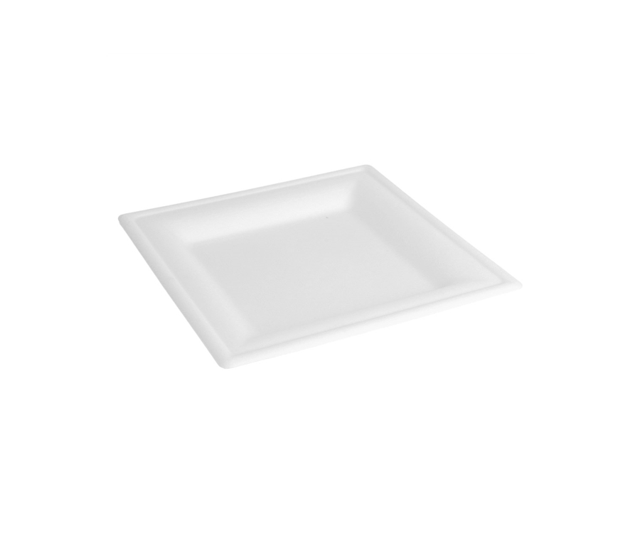 Teller Bagasse weiß quadratisch 160x160x10mm, 1000 Stück
