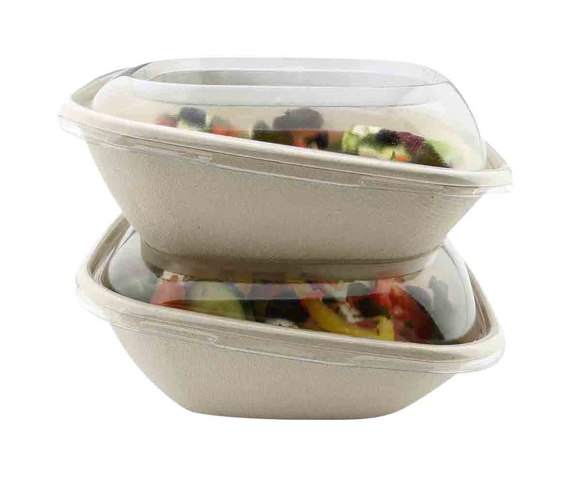 BEPULP Schale quadratisch Bagasse schräglaufend 190x190x70 mm, 6x50 Stück