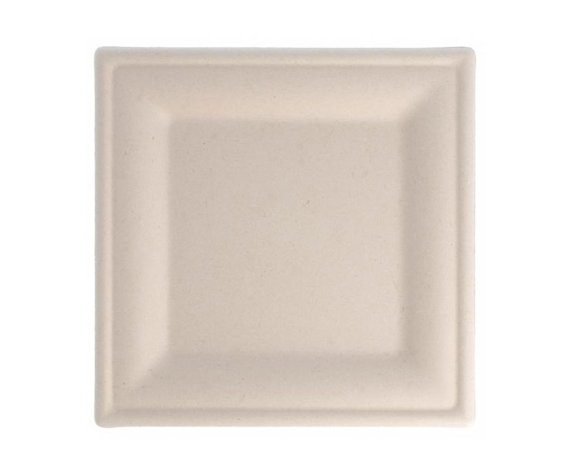 Teller Bagasse braun quadratisch 200x200x10mm, 10x50 Stück