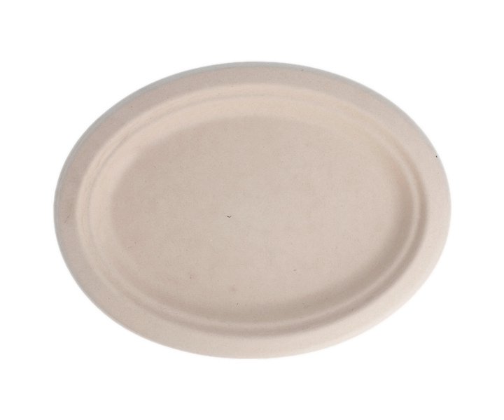 Platte Bagasse braun oval 263x199x20mm, 16x50 Stück
