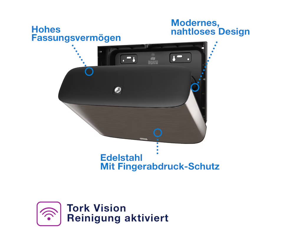 Tork Spender Mini Jumbo Toilettenpapier Edelstahl T2 – 460006, 1 Stück/VE