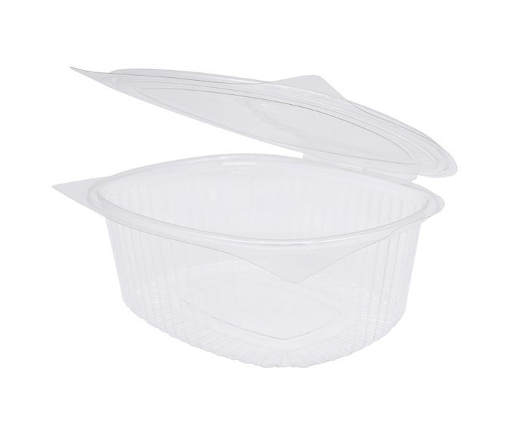 Ovale PET-Klappschale OVALY mit anhängendem Deckel 1500ml, 200 Stück