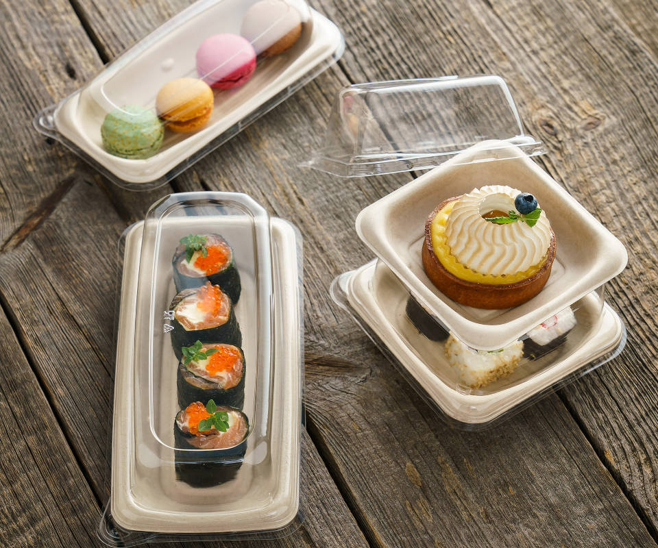 Bepulp Domdeckel quadratisch GRAB & GO rPET, 13x13x5cm, 6x 50 Stück